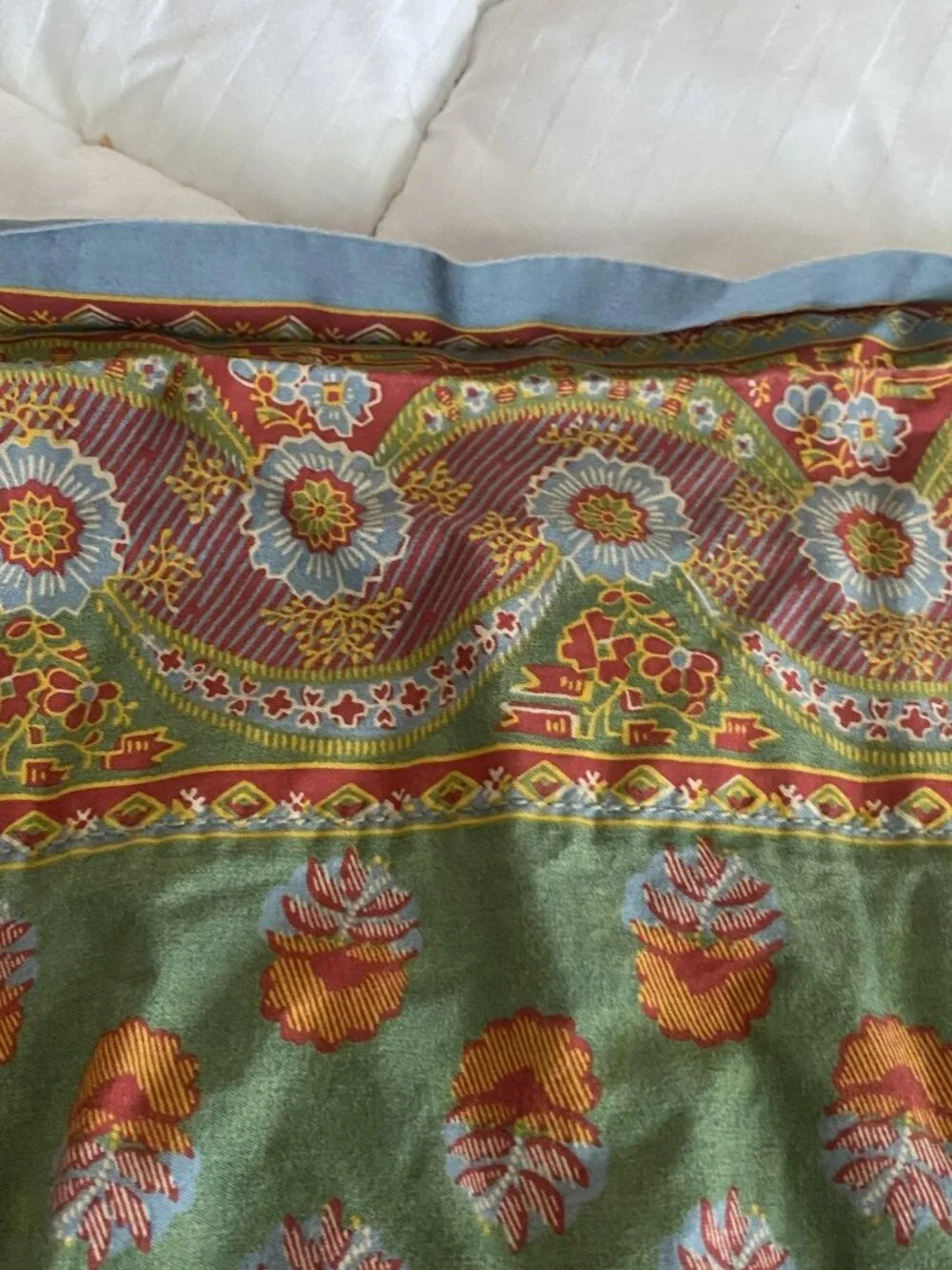 Lauren Ralph Lauren Queen Flat Sheet Green Cotton Mews Terrace Italy Vintage